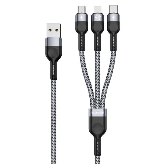 DUZZONA A3 3 in 1 USB a Type-C / 8 Pin / Cavo di ricarica rapida Micro USB, Lunghezza cavo: 1,3 m