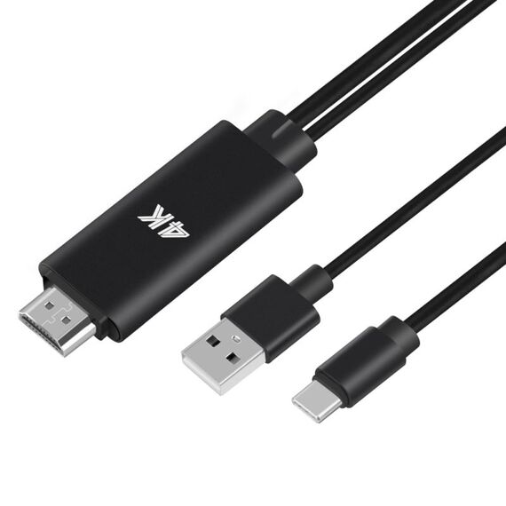 Onten 9572A Alimentatore USB Cavo da USB-C/Tipo-C a HDMI 4K in lega di alluminio, lunghezza: 1,8 m (nero)