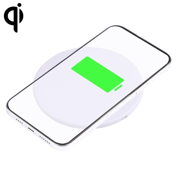 Caricabatterie wireless in plastica rotonda con motivo a plaid 10w qi (bianco)