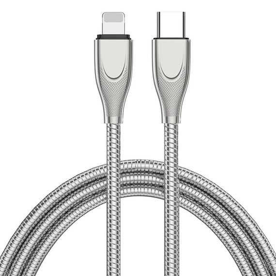 ADC-009 USB-C / Type-C a 8 Pin Tubo in lega di zinco Cavo di ricarica rapido Cavo dati, lunghezza del cavo: 1m (argento)