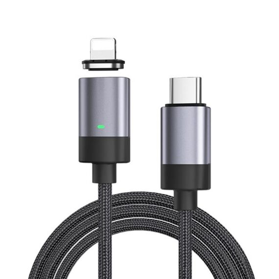 Cavo dati magnetico da USB-C / da tipo C a 8 pin da 27 W a ricarica rapida, stile: cavo da 1 m + testina magnetica