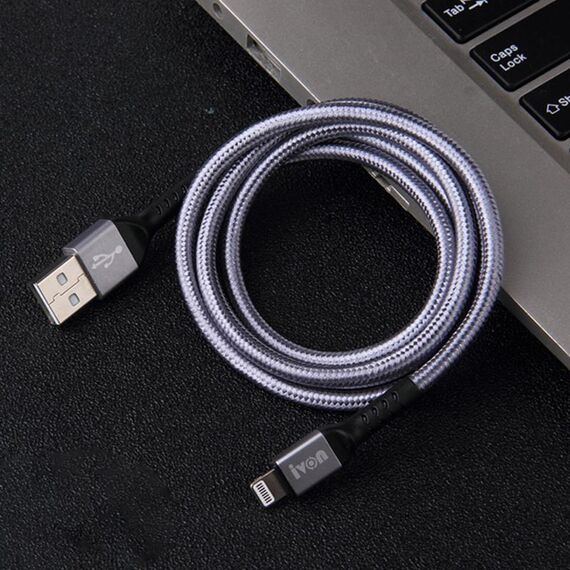 IVON CA89 2.1A USB a 8 PIN Braid Cavo di pagamento veloce Cavo dati, lunghezza del cavo: 1m (grigio)