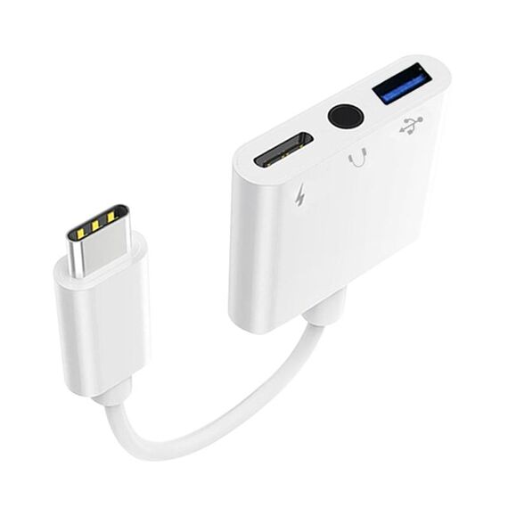 3 in 1 USB-C / Tipo-C maschio a Tipo-C + USB + adattatore OTG femmina da 3,5 mm