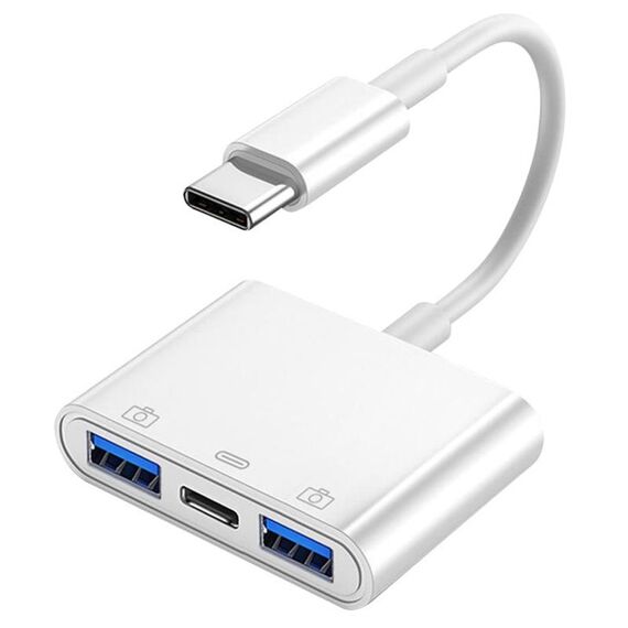 S-202 3 in 1 USB-C / Type-C maschio a Type-C + 2 x adattatore per fotocamera USB femmina