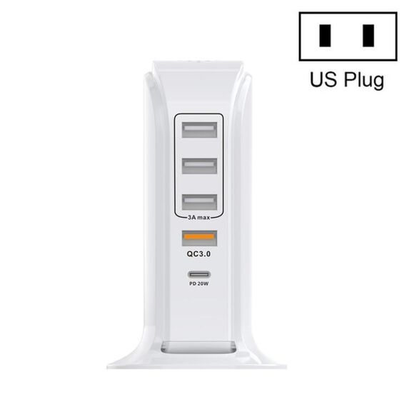PD-36W PD3.0 + QC3.0 Caricabatterie a vela da ricarica per cellulare USB a 4 porte a 4 porte, spina USA
