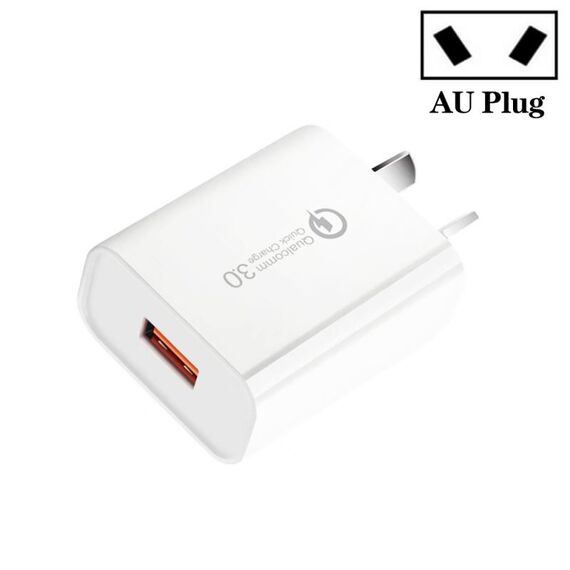 CA-25 QC3.0 USB 3A Caricabatterie veloce per telefono cellulare, Plug AU (bianco)