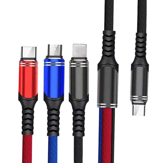 XJ-79 66W 6A 3 in 1 Type-C a 8 Pin + Tipo-C + Cavo di ricarica Super Flash USB, Lunghezza: 1,2 m
