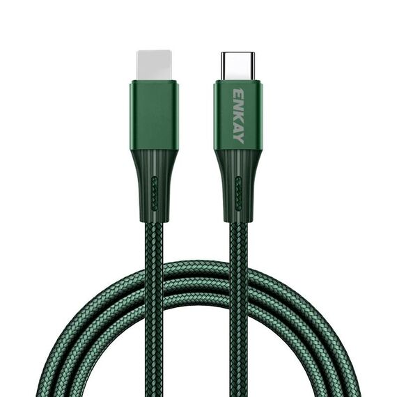 Enkay PD 20W 3A USB-C / Type-C a 8 pin Ricarica rapida Cavo intrecciato intrecciato in nylon, Lunghezza: 1M (verde)