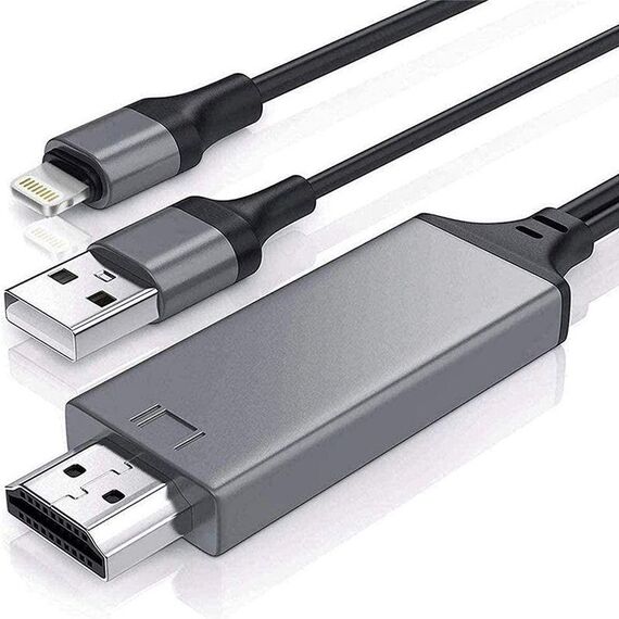 Cavo adattatore da 2 m 1080P da 8 pin a HDMI, compatibile con adattatore da iPhone a HDMI (nero)