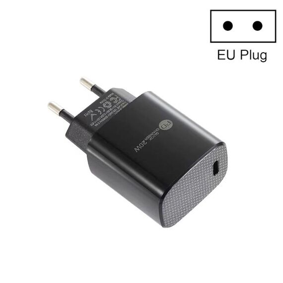 PD11 Mini Single Port PD3.0 USB-C / Type-C Caricabatterie rapido da 20 W per serie iPhone / iPad, spina europea (nero)