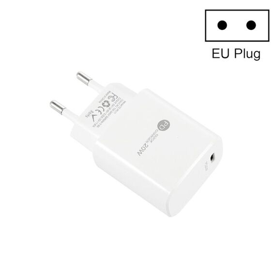 PD11 Mini caricatore rapido USB-C / Type-C 20W a porta singola PD3.0 per serie iPhone / iPad, spina europea (bianco)