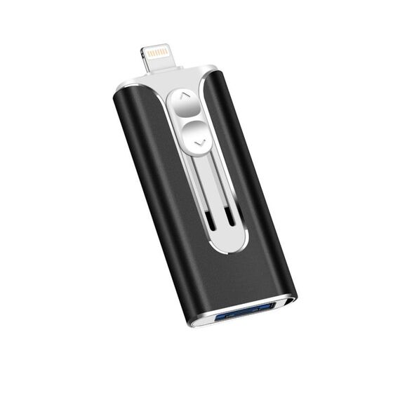 128 GB Micro USB + 8 PIN + USB 2.0 3 in 1 computer U-disco del telefono cellulare (nero)