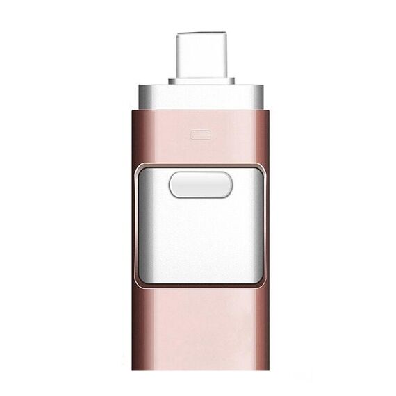 256 GB Type-C + 8 Pin + USB 3.0 3 in 1 OTG Metallo USB Drive flash (oro rosa)