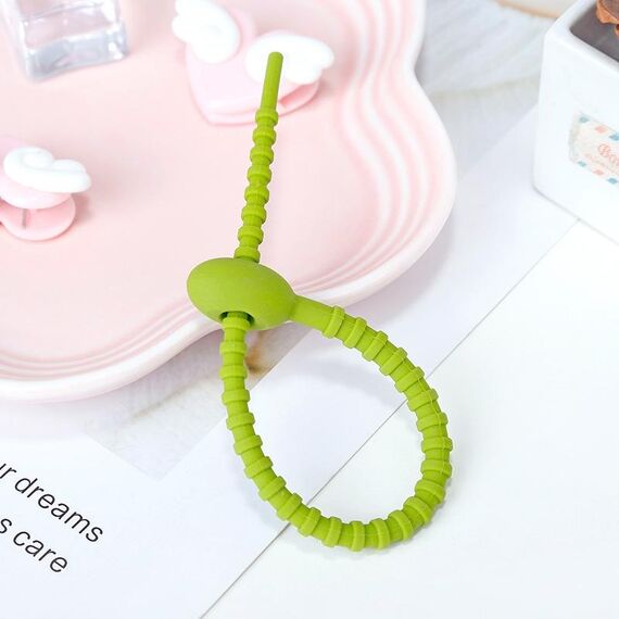 20 PCS Silicone Data Cable Storage Strap Strap Cable Organizer (verde)