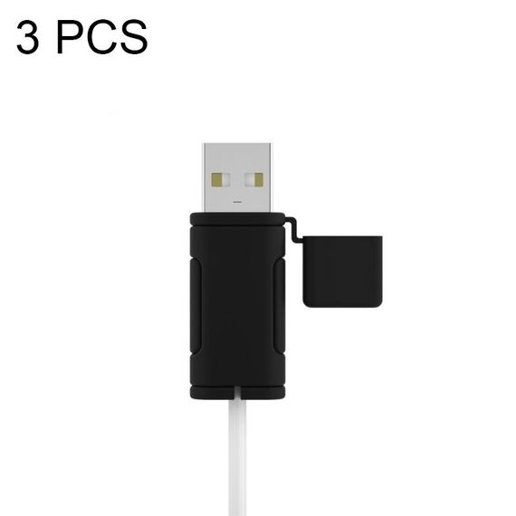 Custodia in silicone per cavo dati lavabile morbido da 3 pezzi per Apple, specifiche: USB (nero)