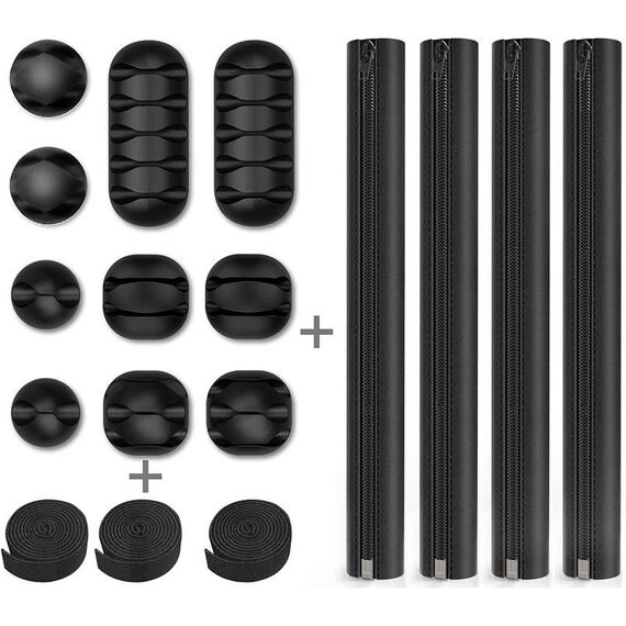 Kit 3 in 1 da 0,5 m per la gestione del cavo Kit organizer per cavo con clip per cavo con cerniera