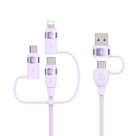 USAMS US-SJ646 U85 2 m PD100W 6 in 1 cavo di ricarica rapida multifunzionale in lega (viola)