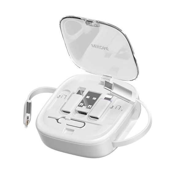 WK WDC-15 Pioneer Serie 65 W USB-C/Type-C a USB-C/Type-C Cavo dati di archiviazione telescopico multifunzionale, Lunghezza: 1 m (Bianco)