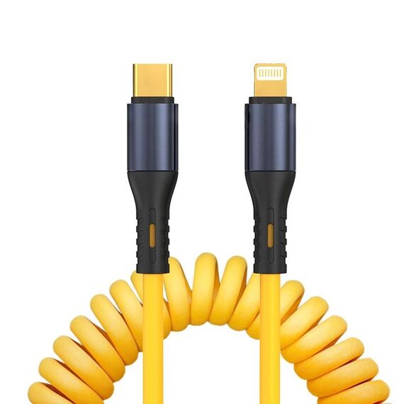 Cavo dati di ricarica a molla XJ-U101 da USB-C / Type-C a 8 pin, lunghezza: 1,5 m (giallo)