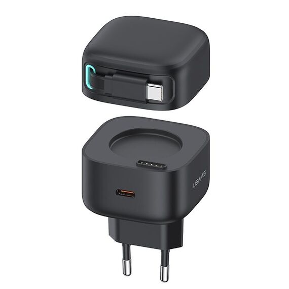 USAMS US-CC202 Caricabatterie rapido GaN serie SMF PD35W doppia porta tipo C, spina europea (nero)