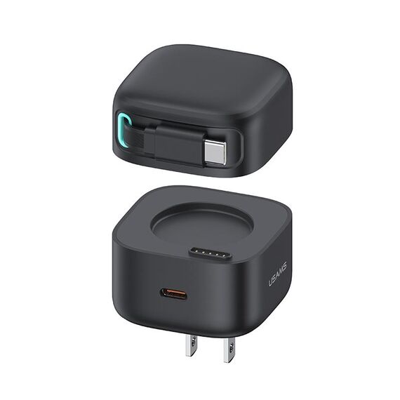 USAMS US-CC203 Caricabatterie rapido GaN serie SMF PD35W doppia porta tipo C, spina americana (nero)