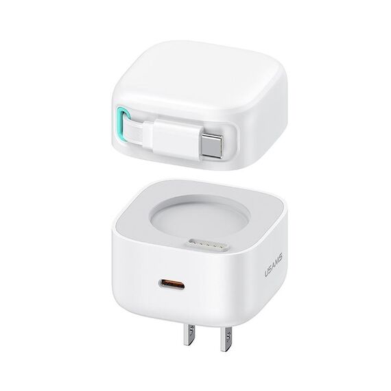 USAMS US-CC203 Caricabatterie rapido GaN serie SMF PD35W doppia porta tipo C, spina americana (bianco)
