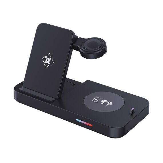 Per Apple Watch Series 3 in 1 Supporto per caricabatterie wireless pieghevole da 15 W (nero)