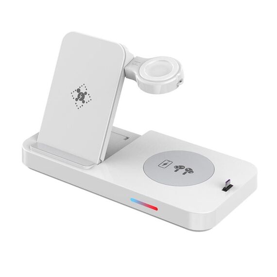 Per Samsung Watch Series 3 in 1 Supporto per caricabatterie wireless pieghevole da 15 W (bianco)