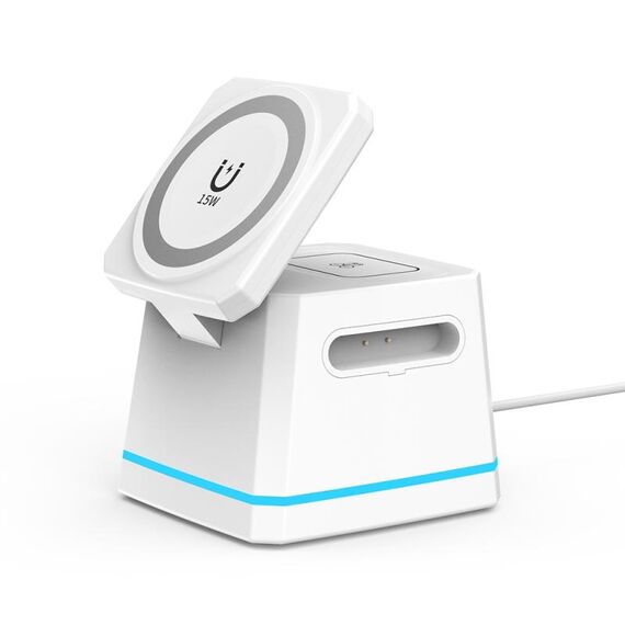 Caricabatterie wireless magnetico multifunzione H49 3 in 1 (bianco)