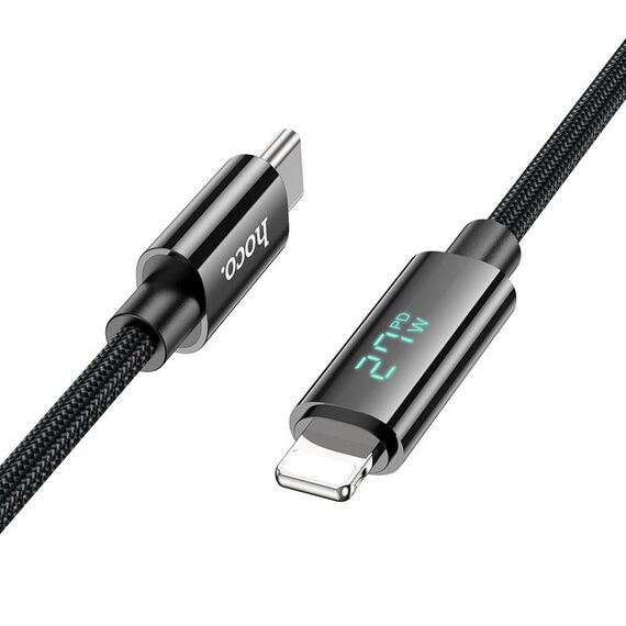 hoco U125 Benefit Cavo dati di ricarica rapida da tipo C a 8 pin PD da 1,2 m con display (nero)