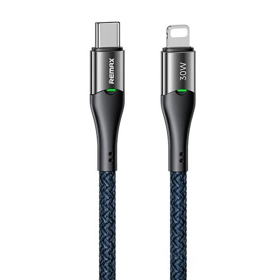 REMAX RC-C116 Cavo dati di ricarica rapida con spegnimento intelligente da tipo C a 8 pin da 1,2 m 30 W (blu scuro)