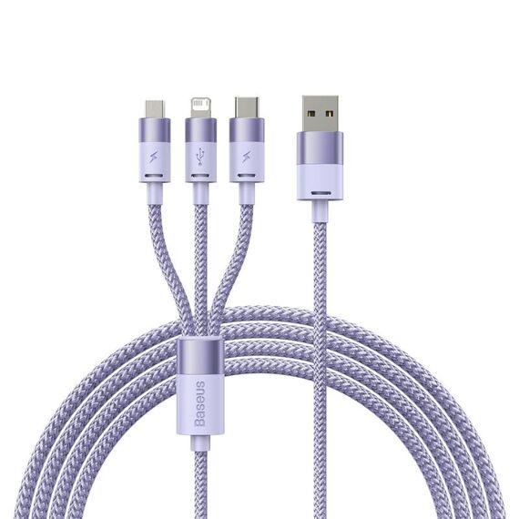 Baseus StarSpeed 3.5A USB a 8 pin + Type-C + Micro USB 3 in 1 Cavo dati di ricarica rapida, lunghezza: 1,2 m (viola)