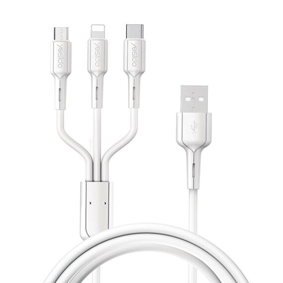 Yesido CA41 3.5A USB a 8 pin + Micro USB + cavo di ricarica USB-C / Type-C, lunghezza: 1 m (bianco)