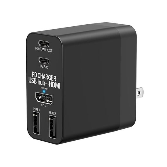 Caricabatterie X8H 60W Type-C + USB + HDMI HUB PD, spina USA