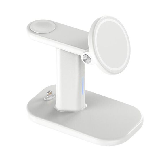 JJT-A70 Supporto di ricarica wireless magnetico multifunzione 3 in 1 da 15 W (bianco)
