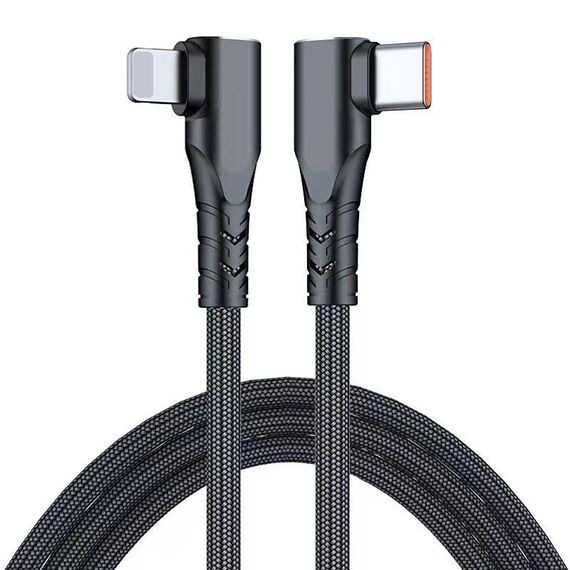ENKAY Hat-Prince PD 20W Type-C a 8 pin Dual Elbow Cavo dati di ricarica rapida, lunghezza: 2 m (nero)