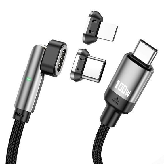 ENKAY 2 in 1 PD 100 W / 27 W Rotazione di 180 gradi Cavo dati di ricarica rapida magnetico di tipo C / 8 pin con luce a LED, lunghezza: 2 m