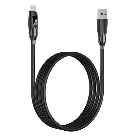 ENKAY Cavo dati in silicone per ricarica rapida da USB a 8 pin da 2,4 A con display LED, lunghezza: 2 m (nero)