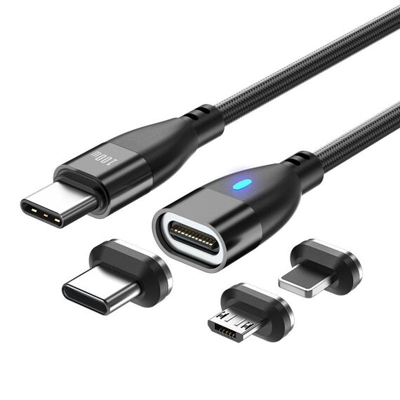 ENKAY 3 in 1 PD100W da tipo C a tipo C / 8 pin / cavo di ricarica rapido magnetico micro USB, lunghezza cavo: 1,8 m (nero)