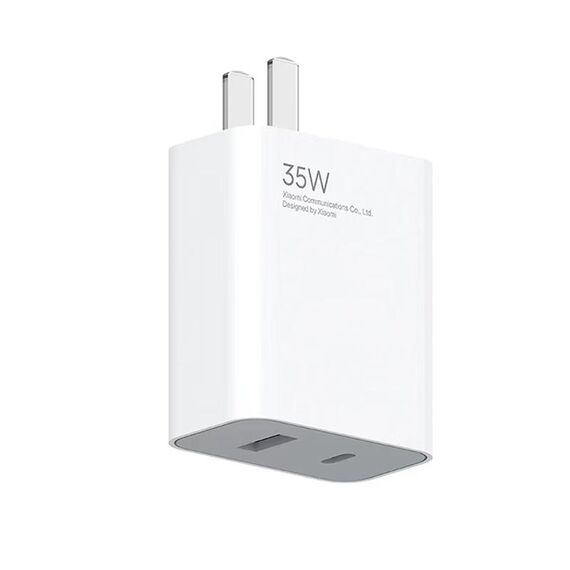 Caricabatterie portatile a doppia porta originale Xiaomi 35W USB-C + USB-A a ricarica rapida, spina americana (bianco)