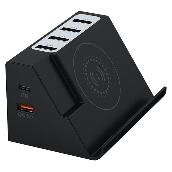 PD 20W +Ricarica wireless QC 3.0+Caricatore multifunzione a 6 porte (spina UE)