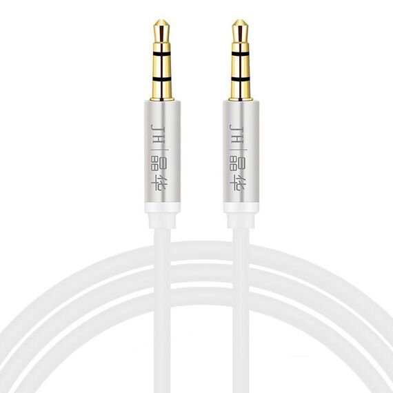Cavo audio JINGHUA Cavo adattatore audio AUX da maschio a maschio da 3,5 mm, lunghezza: 2 m (3 nodi bianco)