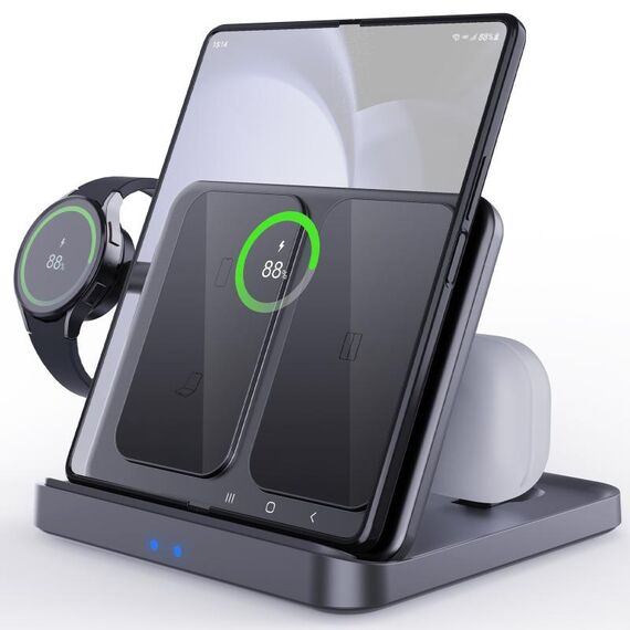 Caricabatterie wireless 3 in 1 per auricolari e smartwatch Samsung Galaxy Z Fold per telefoni cellulari (nero)