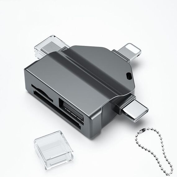 Lettore di schede OTG multifunzione 7 in 1 per iPhone / telefoni Android / Huawei / laptop (nero)