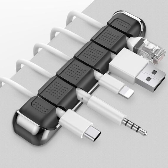 AhaStyle PT125 Lega di alluminio + Silicone Clip per cavo dati da tavolo con posizione a 5 fori (nero)