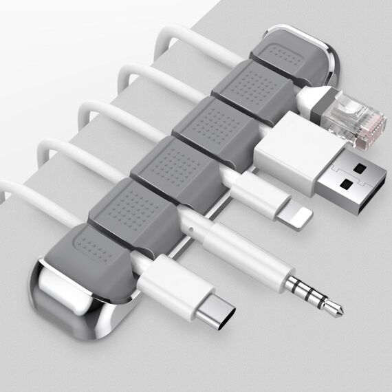 AhaStyle PT125 Lega di alluminio + Silicone Clip per cavo dati da tavolo con posizione a 5 fori (grigio)