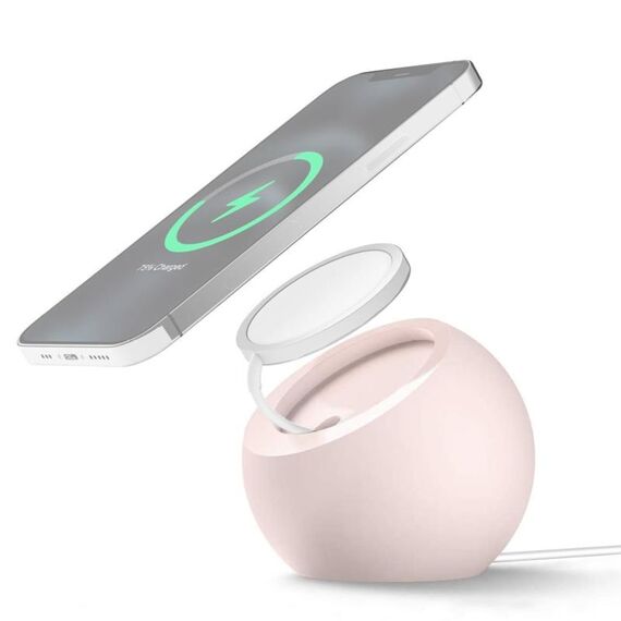 Porta caricabatterie magnetico Magsafe in silicone per iPhone 12 Series (rosa)