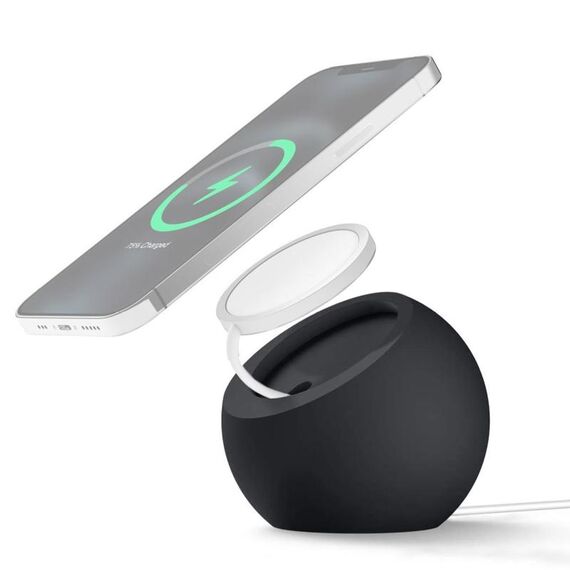Porta caricabatterie magnetico Magsafe in silicone per iPhone 12 Series (nero)
