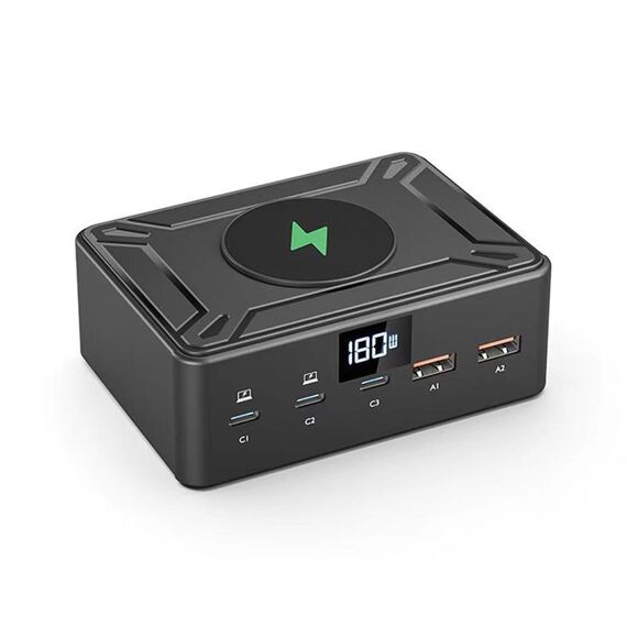 Display LED da 190 W, 3 porte Type-C + 2 porte USB, supporto caricabatterie wireless QI (spina USA)