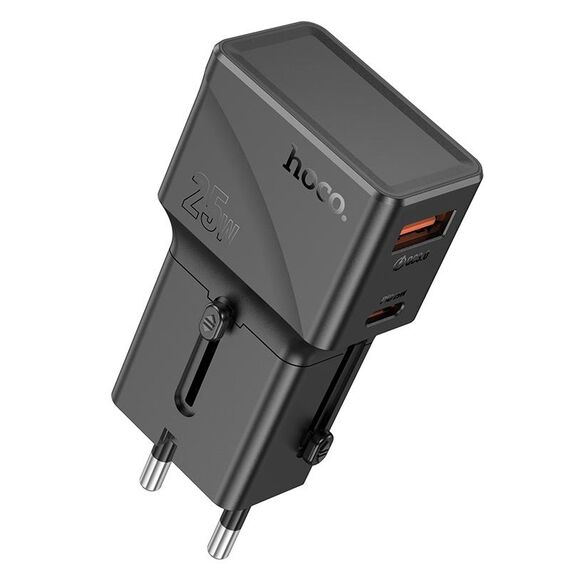 Caricabatterie da viaggio universale hoco AC24 Mini PD25W QC3.0 (nero)